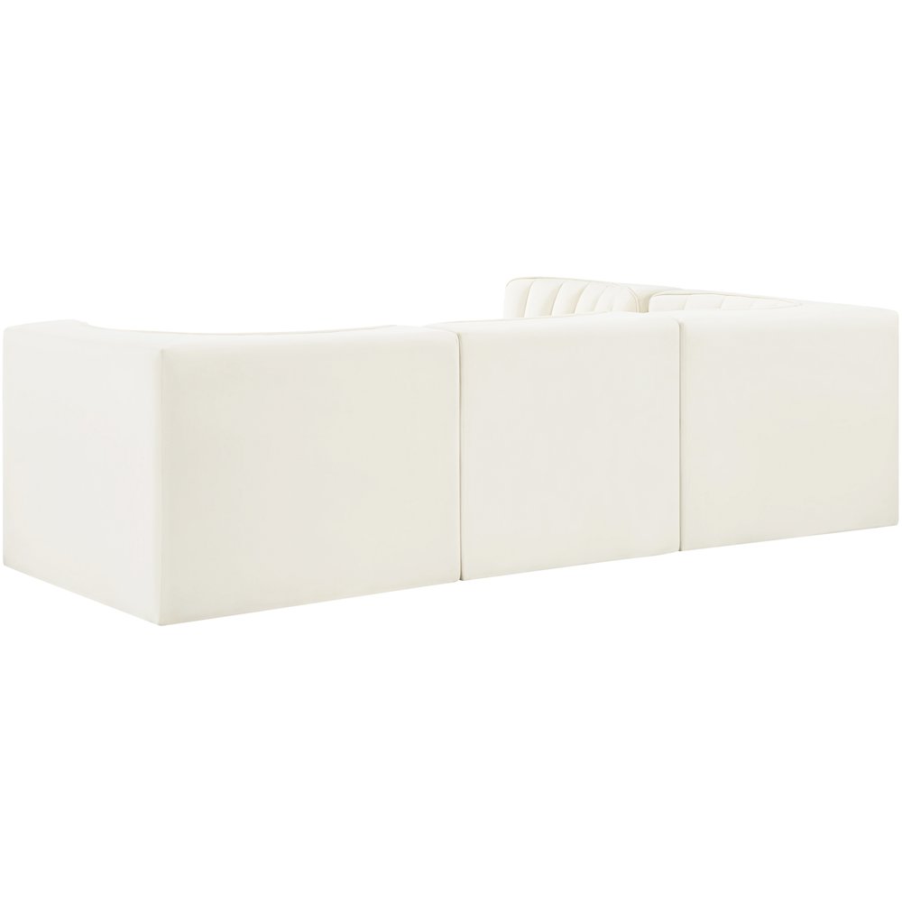 Rummi Cream Velvet Performance Fabric Upholstered 4pc. Modular Sectional