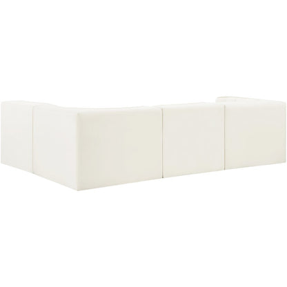 Rummi Cream Velvet Performance Fabric Upholstered 4pc. Modular Sectional