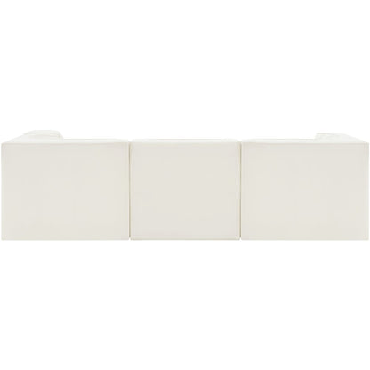 Rummi Cream Velvet Performance Fabric Upholstered 4pc. Modular Sectional