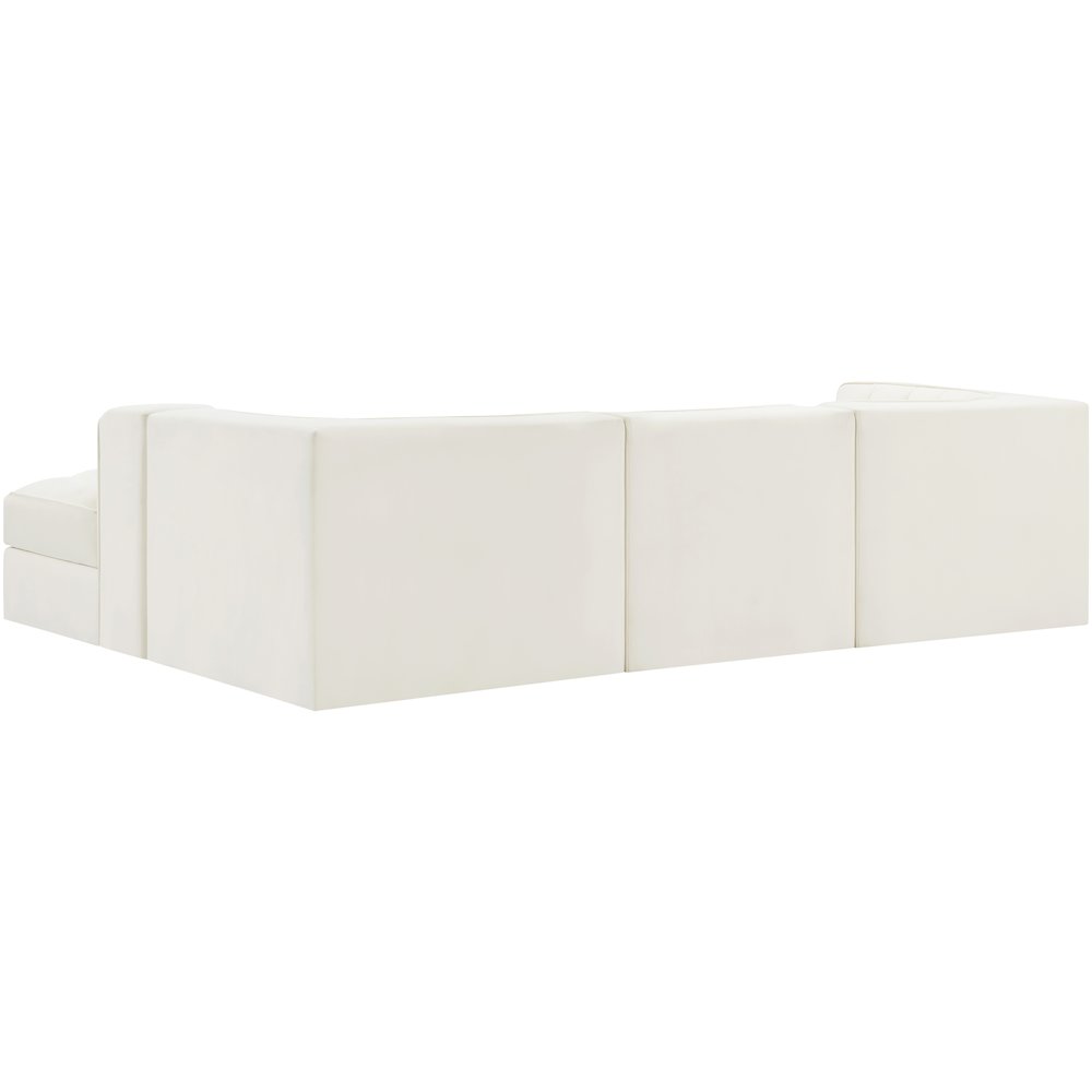 Rummi Cream Velvet Performance Fabric Upholstered 4pc. Modular Sectional