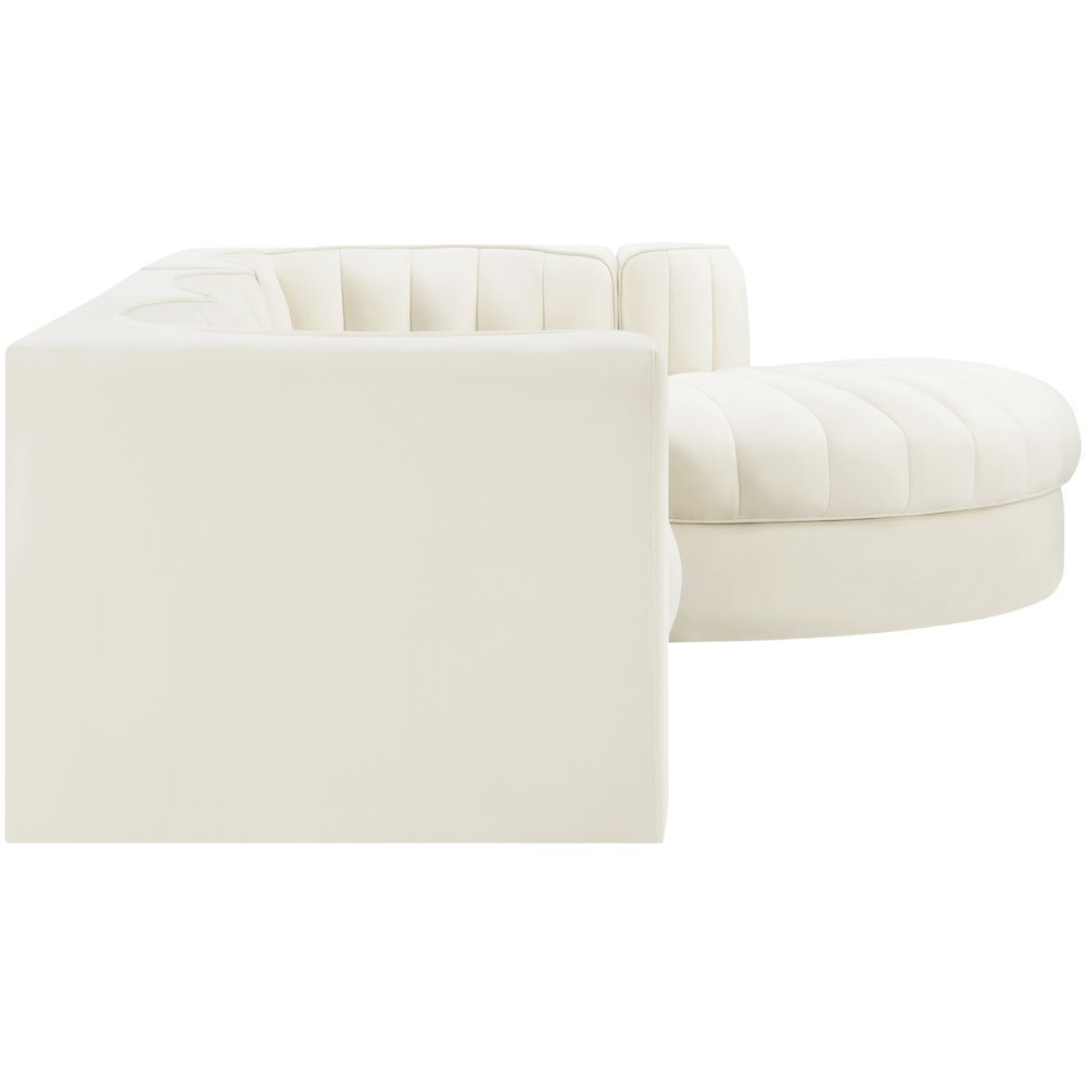 Rummi Cream Velvet Performance Fabric Upholstered 4pc. Modular Sectional
