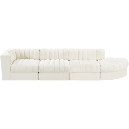 Rummi Cream Velvet Performance Fabric Upholstered 4pc. Modular Sectional