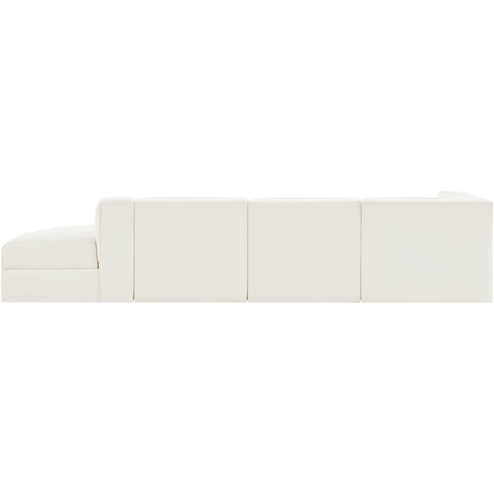 Rummi Cream Velvet Performance Fabric Upholstered 4pc. Modular Sectional