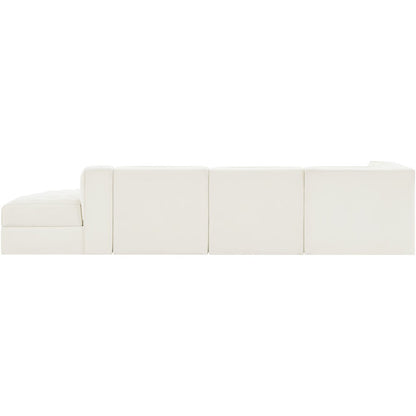 Rummi Cream Velvet Performance Fabric Upholstered 4pc. Modular Sectional