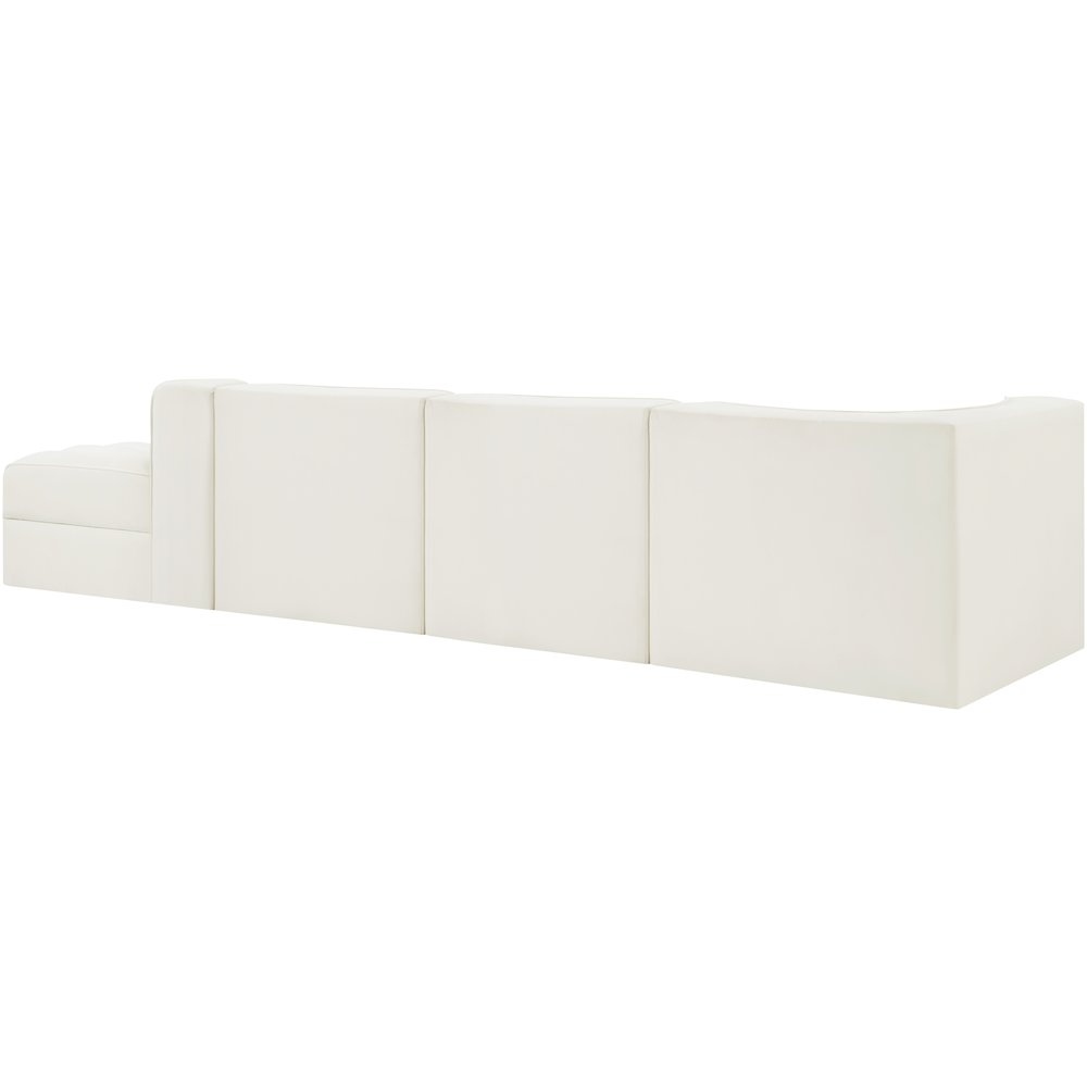 Rummi Cream Velvet Performance Fabric Upholstered 4pc. Modular Sectional