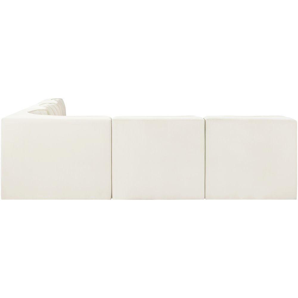 Rummi Cream Velvet Performance Fabric Upholstered 5pc. Modular Sectional