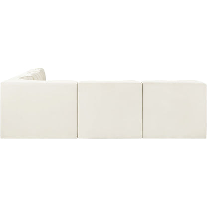 Rummi Cream Velvet Performance Fabric Upholstered 5pc. Modular Sectional