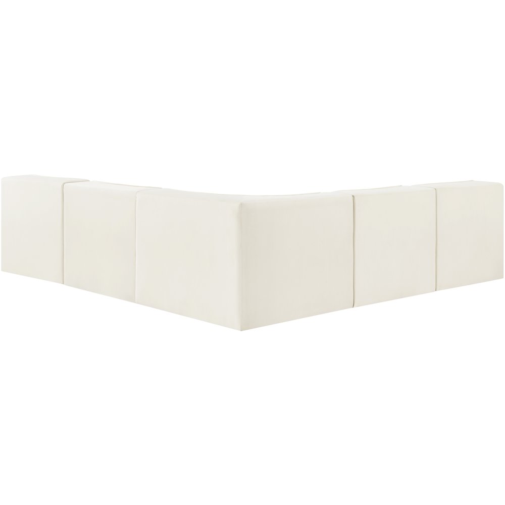 Rummi Cream Velvet Performance Fabric Upholstered 5pc. Modular Sectional