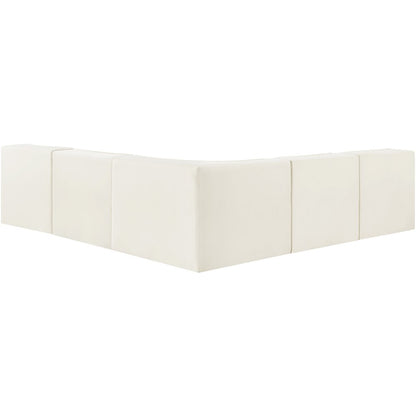 Rummi Cream Velvet Performance Fabric Upholstered 5pc. Modular Sectional