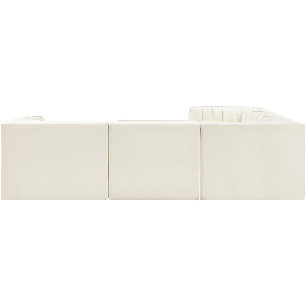 Rummi Cream Velvet Performance Fabric Upholstered 5pc. Modular Sectional