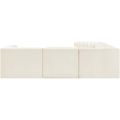 Rummi Cream Velvet Performance Fabric Upholstered 5pc. Modular Sectional