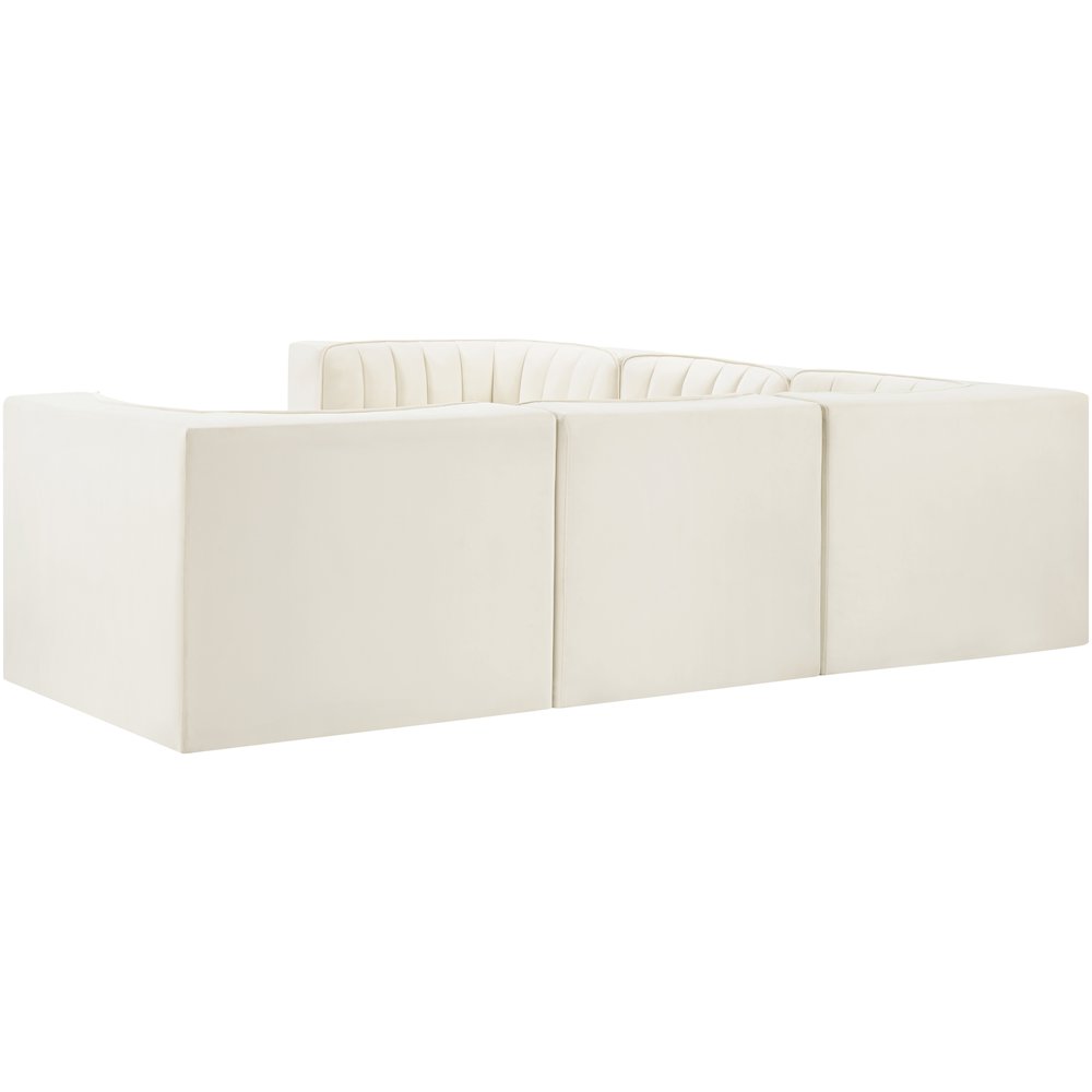Rummi Cream Velvet Performance Fabric Upholstered 5pc. Modular Sectional