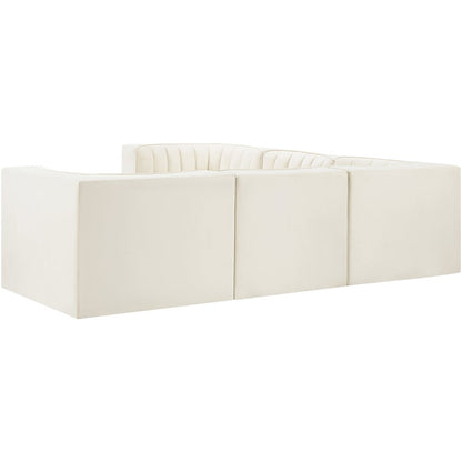 Rummi Cream Velvet Performance Fabric Upholstered 5pc. Modular Sectional