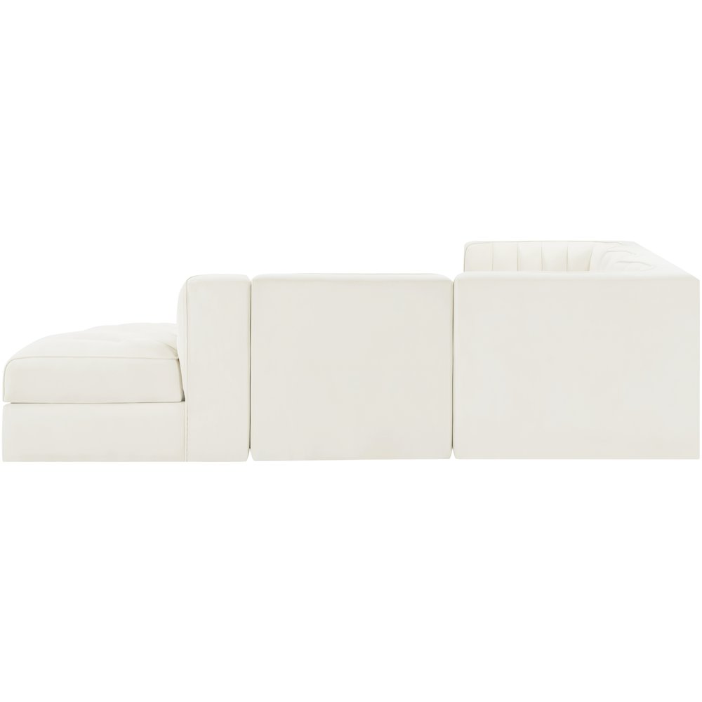 Rummi Cream Velvet Performance Fabric Upholstered 5pc. Modular Sectional