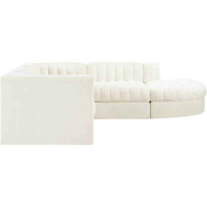 Rummi Cream Velvet Performance Fabric Upholstered 5pc. Modular Sectional