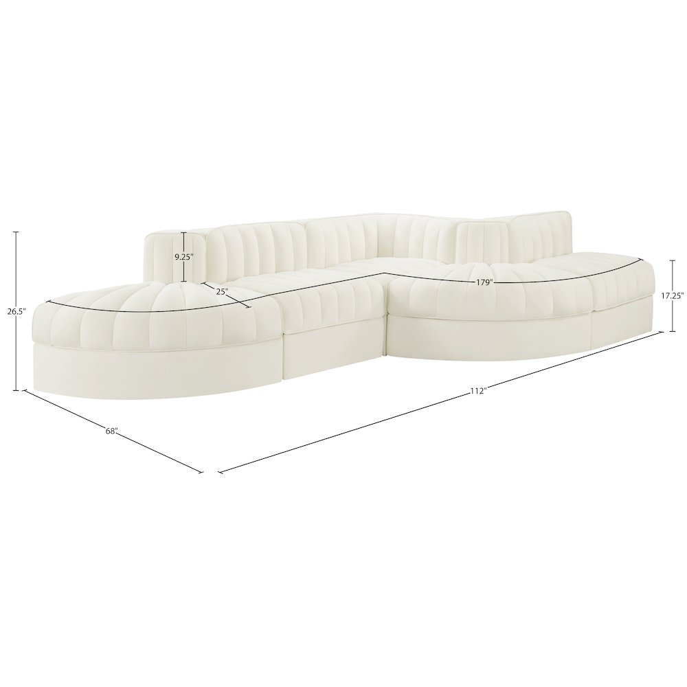 Rummi Cream Velvet Performance Fabric Upholstered 5pc. Modular Sectional