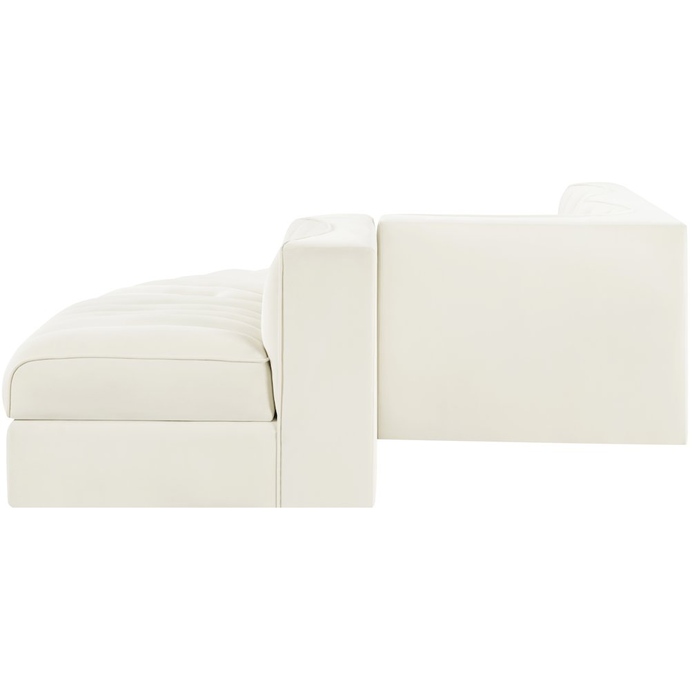 Rummi Cream Velvet Performance Fabric Upholstered 5pc. Modular Sectional