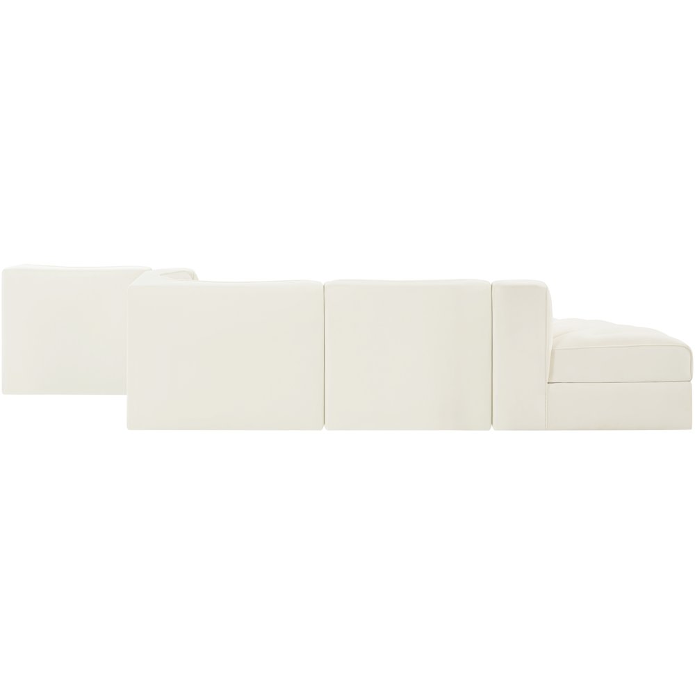 Rummi Cream Velvet Performance Fabric Upholstered 5pc. Modular Sectional
