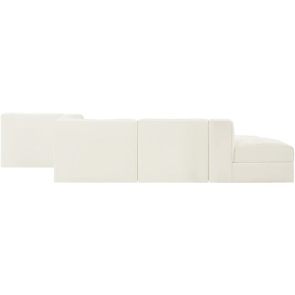 Rummi Cream Velvet Performance Fabric Upholstered 5pc. Modular Sectional
