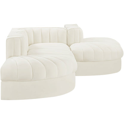 Rummi Cream Velvet Performance Fabric Upholstered 5pc. Modular Sectional