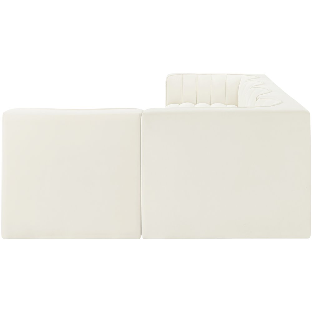 Rummi Cream Velvet Performance Fabric Upholstered 5pc. Modular Sectional