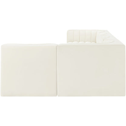 Rummi Cream Velvet Performance Fabric Upholstered 5pc. Modular Sectional