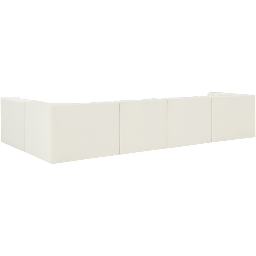 Rummi Cream Velvet Performance Fabric Upholstered 5pc. Modular Sectional