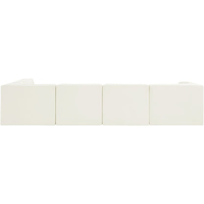 Rummi Cream Velvet Performance Fabric Upholstered 5pc. Modular Sectional