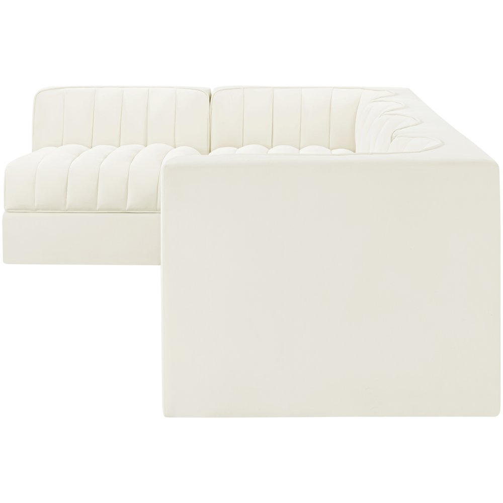 Rummi Cream Velvet Performance Fabric Upholstered 5pc. Modular Sectional