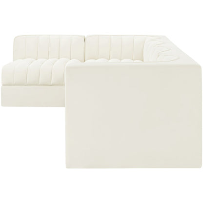 Rummi Cream Velvet Performance Fabric Upholstered 5pc. Modular Sectional