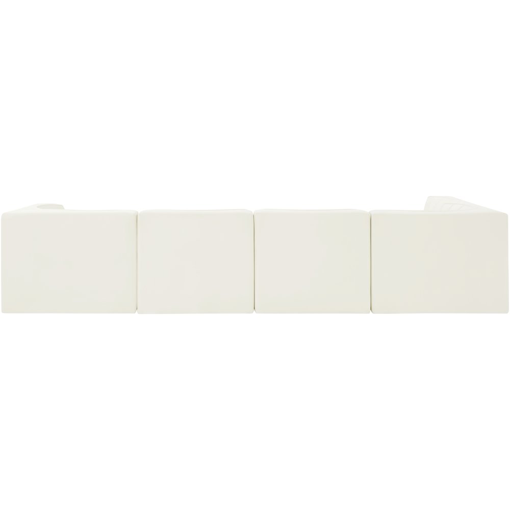 Rummi Cream Velvet Performance Fabric Upholstered 5pc. Modular Sectional