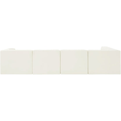 Rummi Cream Velvet Performance Fabric Upholstered 5pc. Modular Sectional