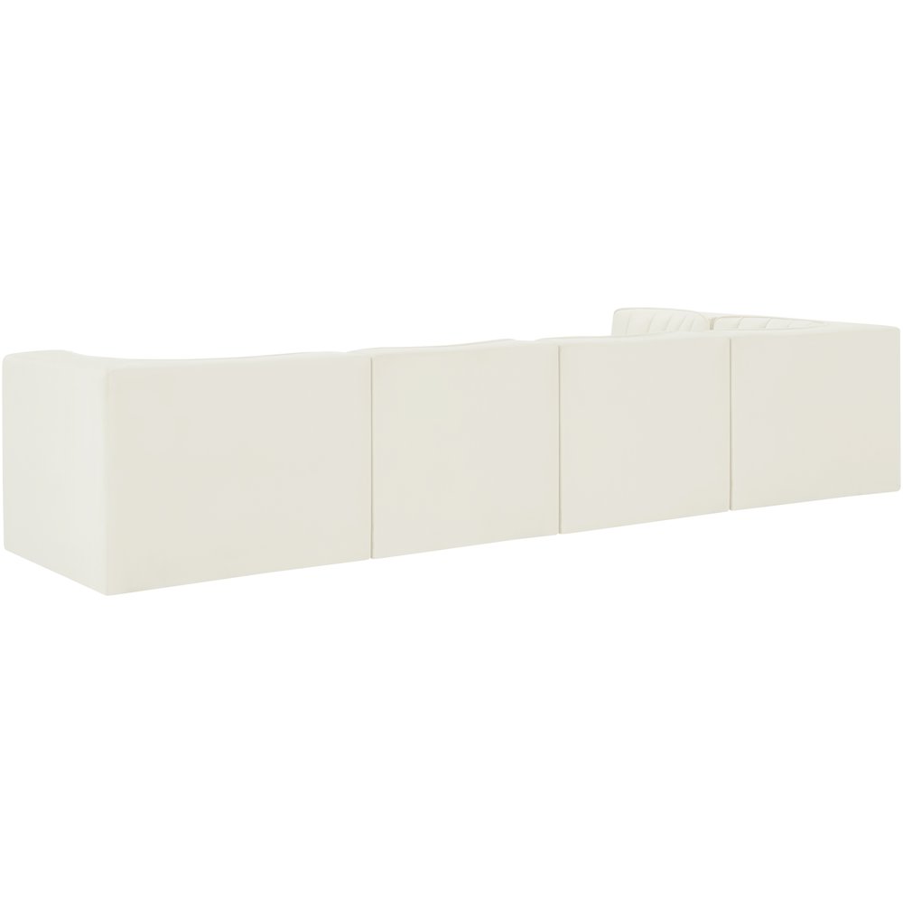 Rummi Cream Velvet Performance Fabric Upholstered 5pc. Modular Sectional