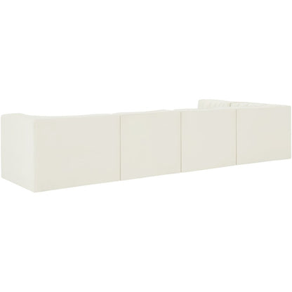 Rummi Cream Velvet Performance Fabric Upholstered 5pc. Modular Sectional