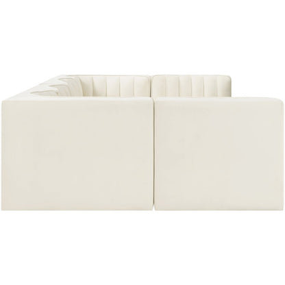 Rummi Cream Velvet Performance Fabric Upholstered 6pc. Modular Sectional