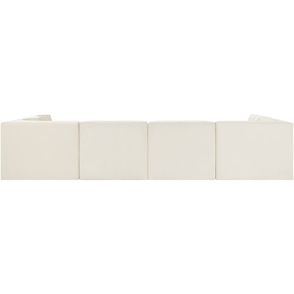 Rummi Cream Velvet Performance Fabric Upholstered 6pc. Modular Sectional