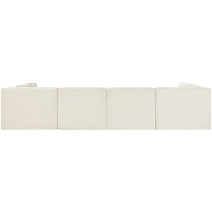 Rummi Cream Velvet Performance Fabric Upholstered 6pc. Modular Sectional