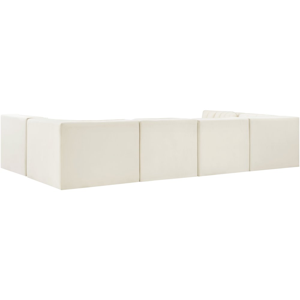 Rummi Cream Velvet Performance Fabric Upholstered 6pc. Modular Sectional