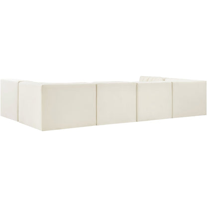 Rummi Cream Velvet Performance Fabric Upholstered 6pc. Modular Sectional