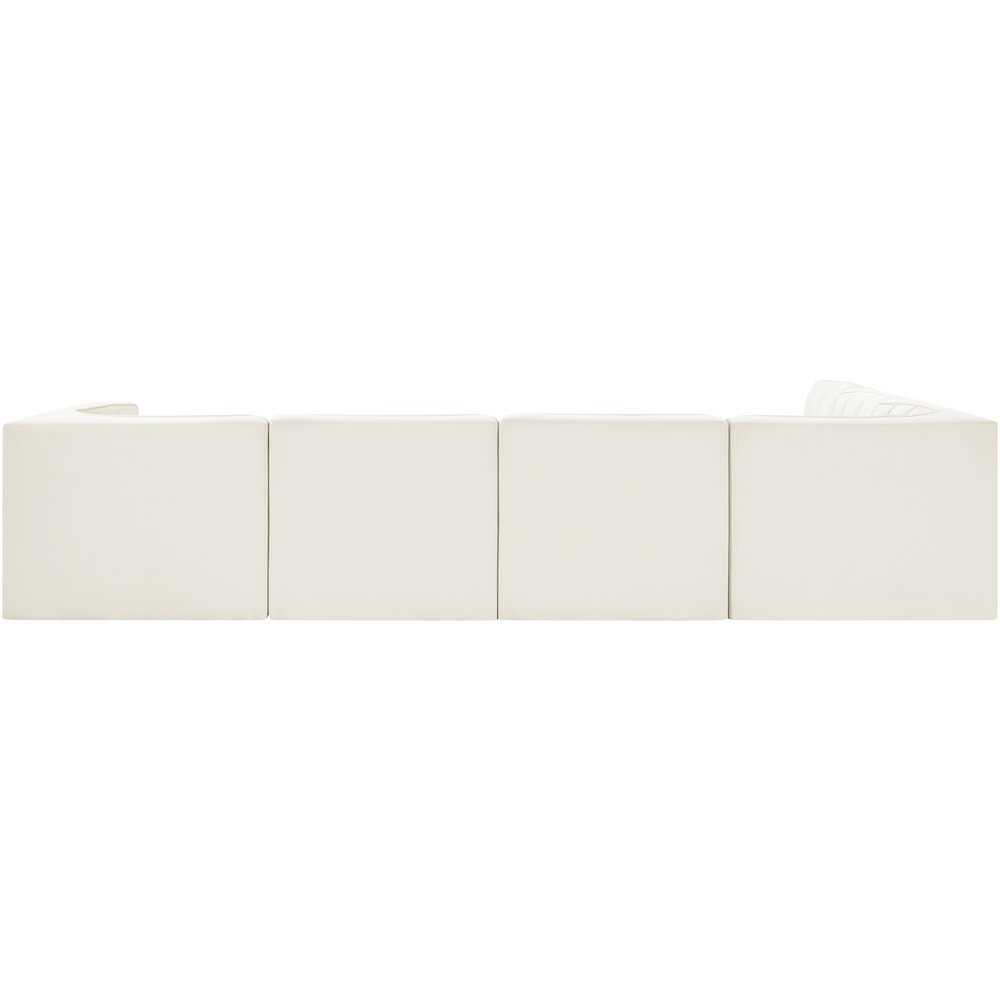 Rummi Cream Velvet Performance Fabric Upholstered 6pc. Modular Sectional