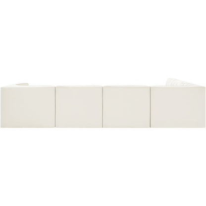 Rummi Cream Velvet Performance Fabric Upholstered 6pc. Modular Sectional