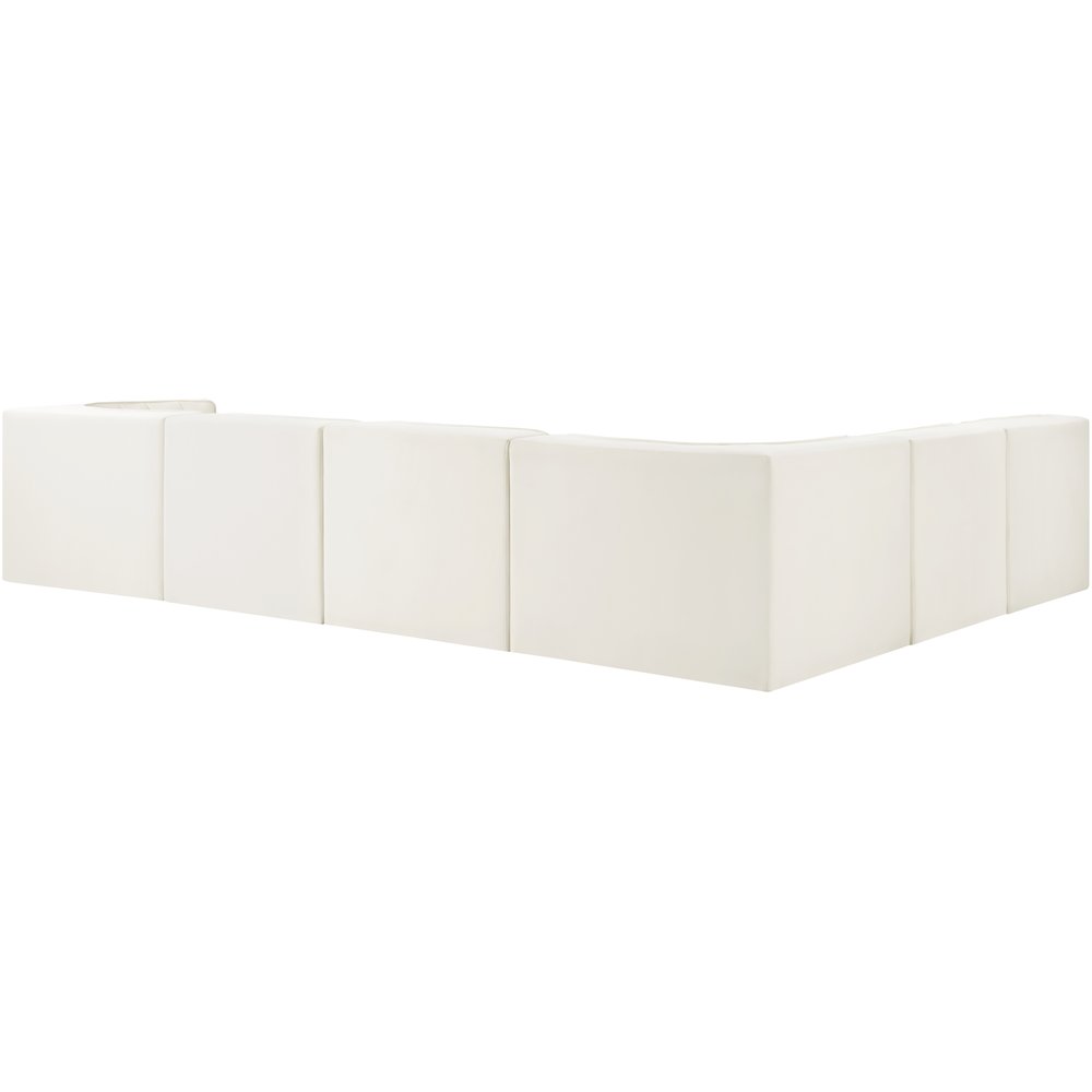 Rummi Cream Velvet Performance Fabric Upholstered 6pc. Modular Sectional