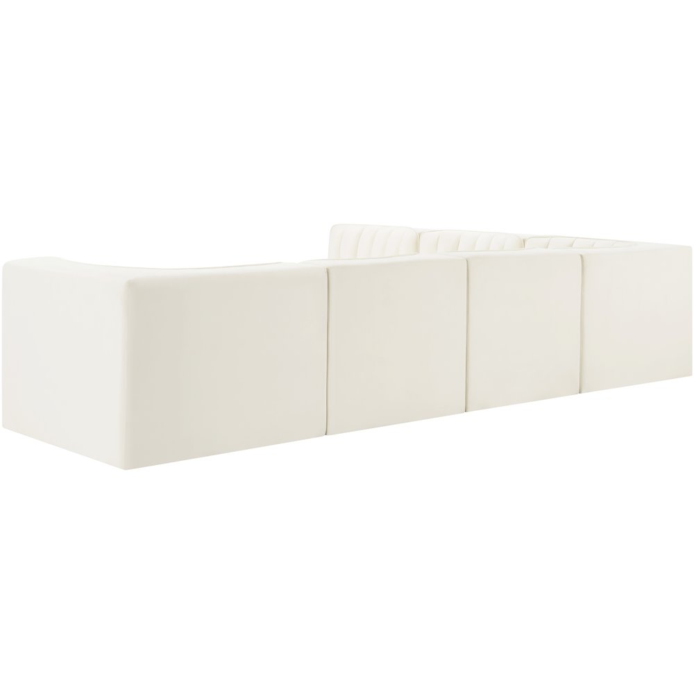 Rummi Cream Velvet Performance Fabric Upholstered 6pc. Modular Sectional