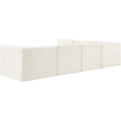 Rummi Cream Velvet Performance Fabric Upholstered 6pc. Modular Sectional