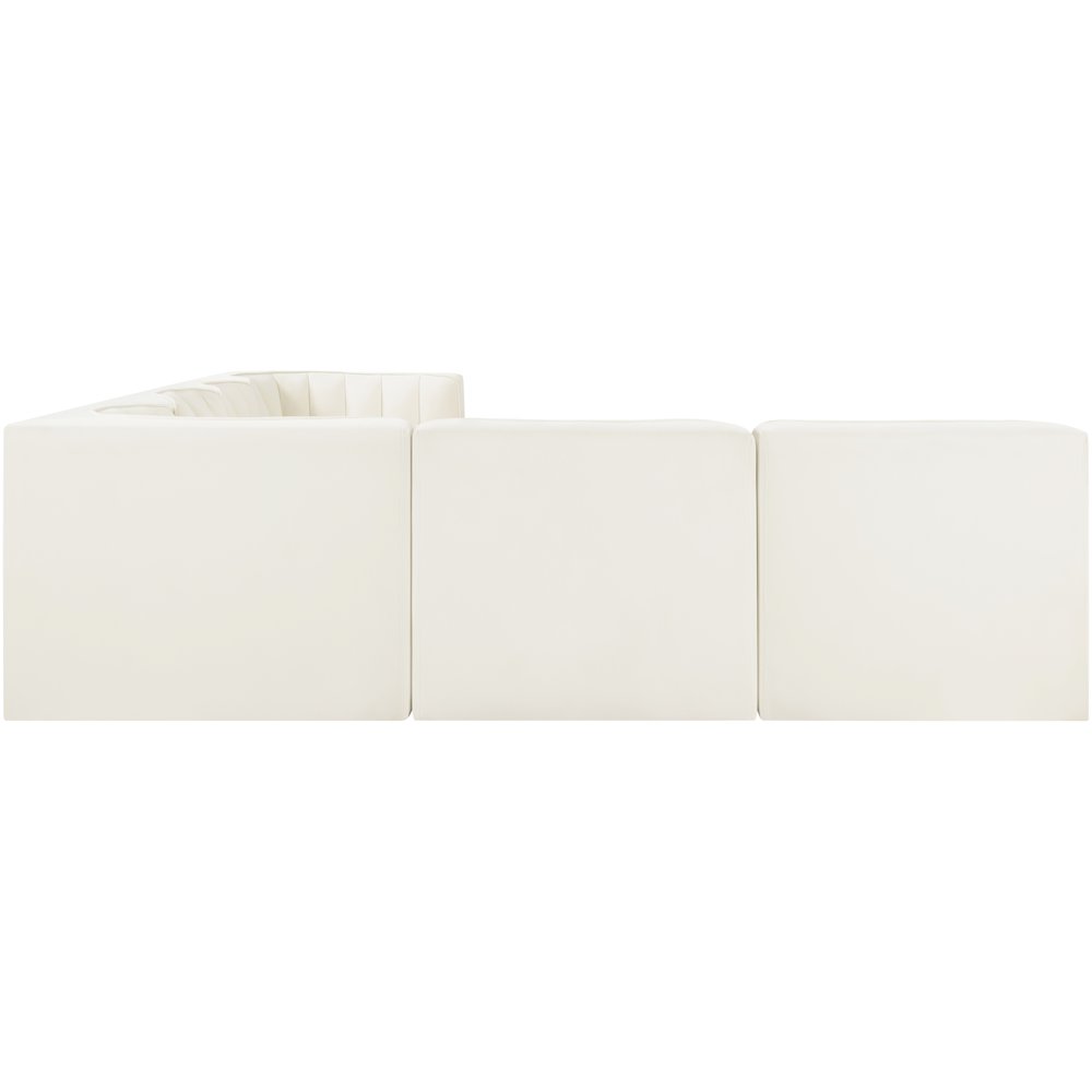 Rummi Cream Velvet Performance Fabric Upholstered 6pc. Modular Sectional