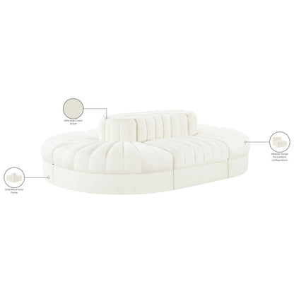 Rummi Cream Velvet Performance Fabric Upholstered 6pc. Modular Sectional