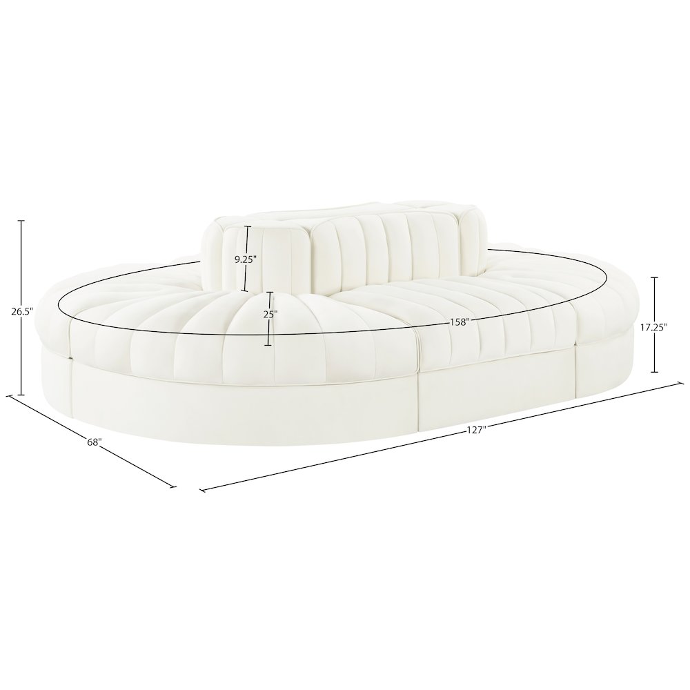 Rummi Cream Velvet Performance Fabric Upholstered 6pc. Modular Sectional