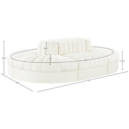 Rummi Cream Velvet Performance Fabric Upholstered 6pc. Modular Sectional