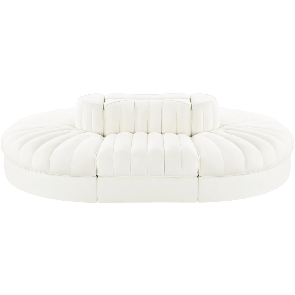 Rummi Cream Velvet Performance Fabric Upholstered 6pc. Modular Sectional