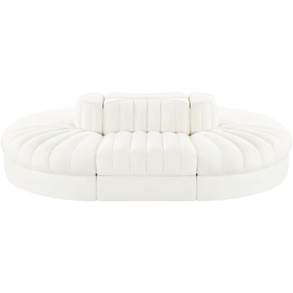 Rummi Cream Velvet Performance Fabric Upholstered 6pc. Modular Sectional